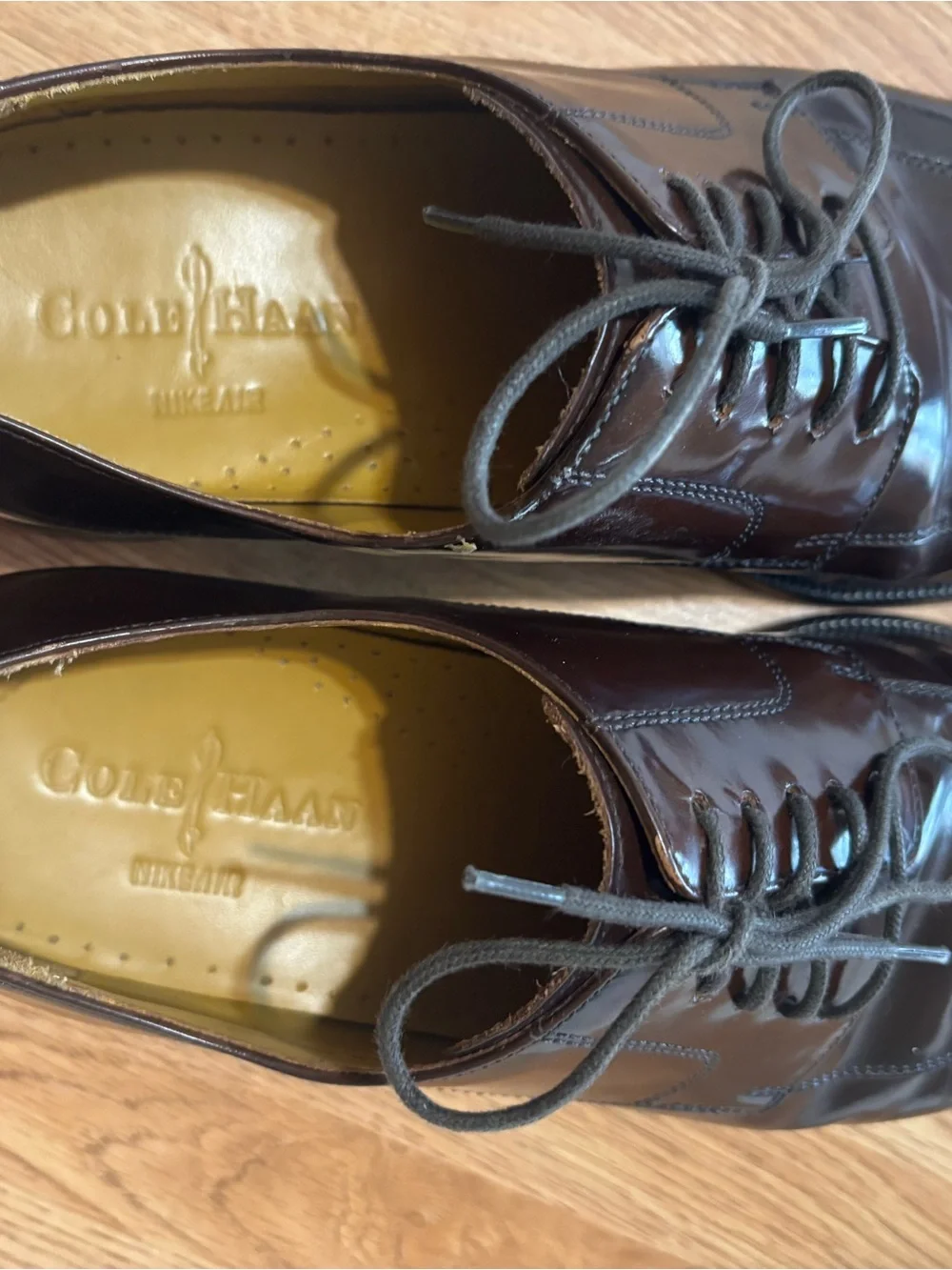 Cole Haan Dark Brown Leather Apron-Toe Oxfords